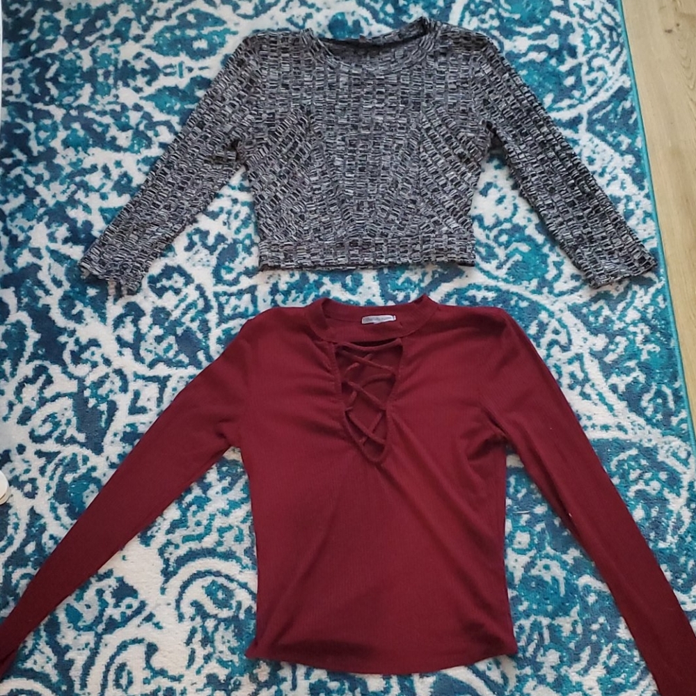 2 Charlotte Russe long-sleeved crop tops